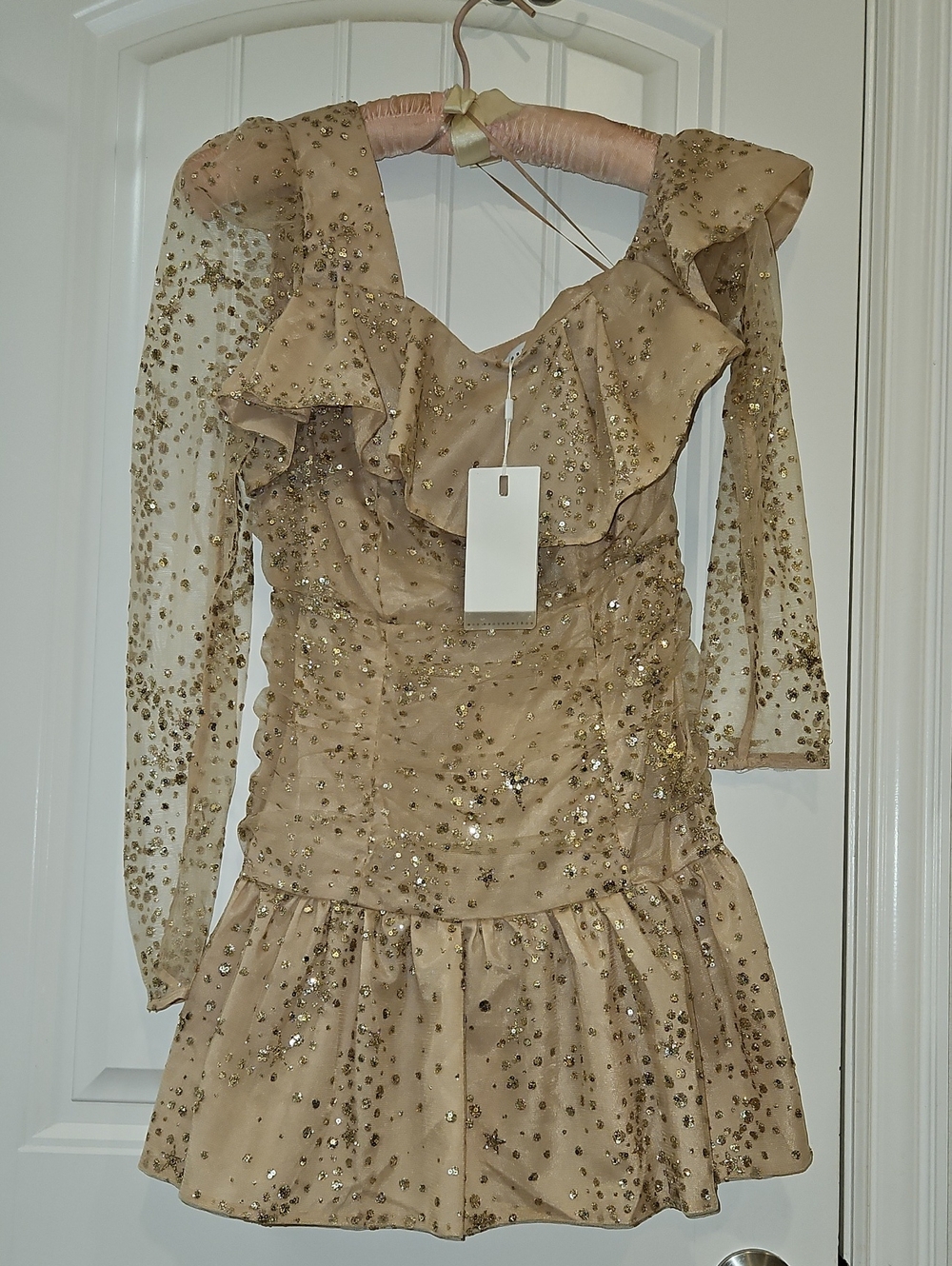 Endless Rose Gold Sequin Ruffle Mini Dress